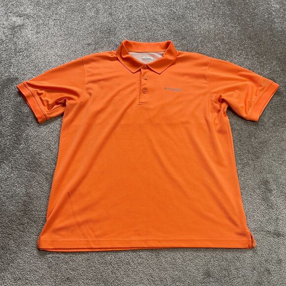 Columbia PFG Omni Shade Polo Shirt Mens XL Orange Short Sleeve Outdoor Fishing - Picture 1 of 11